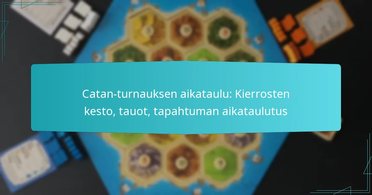 Catan-turnauksen aikataulu: Kierrosten kesto, tauot, tapahtuman aikataulutus