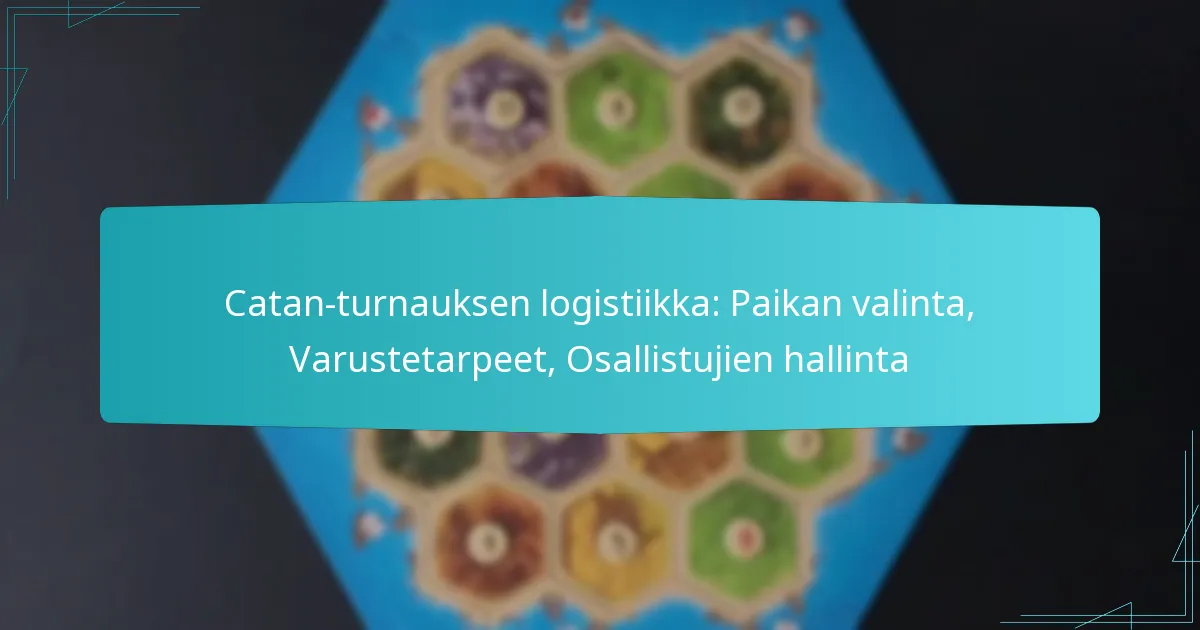 Catan-turnauksen logistiikka: Paikan valinta, Varustetarpeet, Osallistujien hallinta