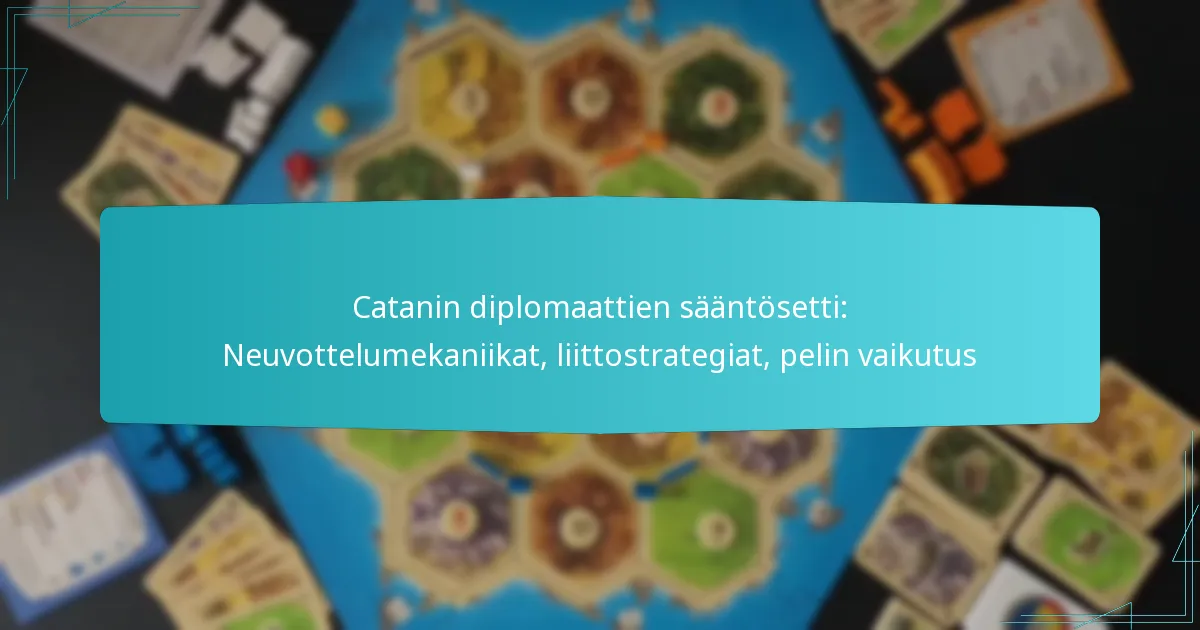 Catanin diplomaattien sääntösetti: Neuvottelumekaniikat, liittostrategiat, pelin vaikutus