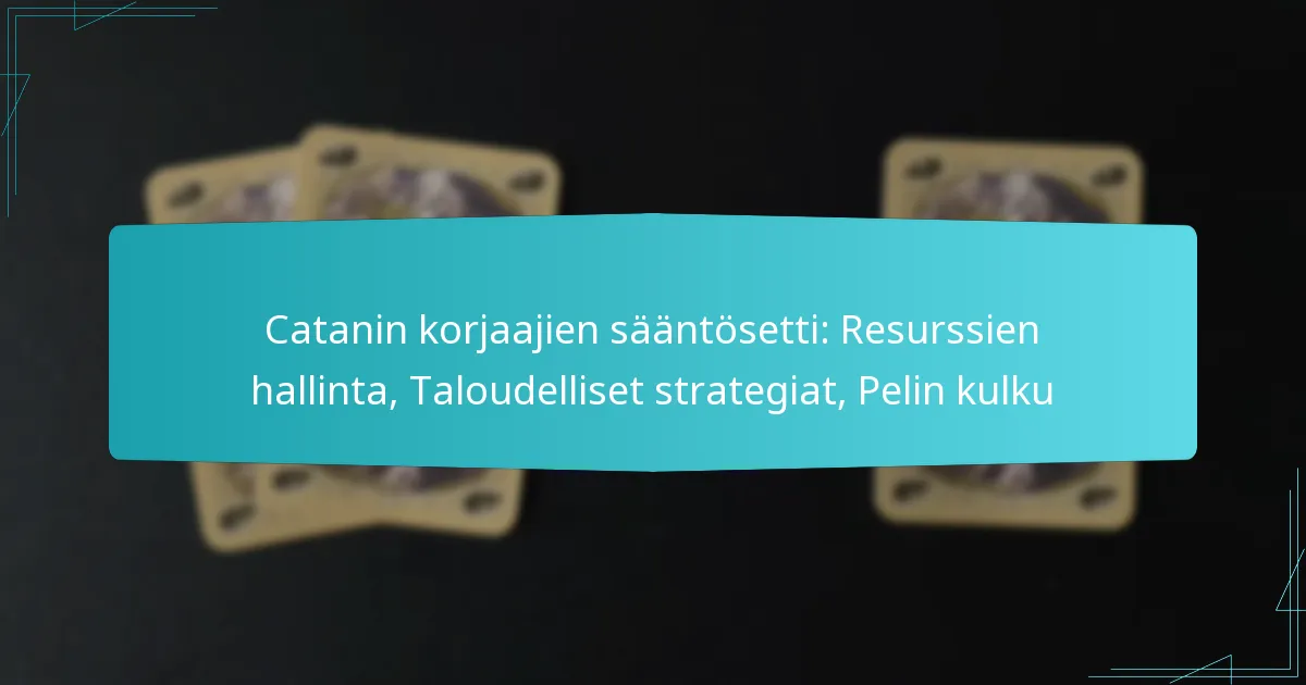 Catanin korjaajien sääntösetti: Resurssien hallinta, Taloudelliset strategiat, Pelin kulku
