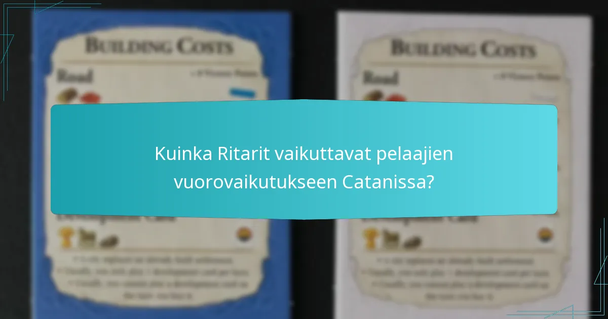 Kuinka Ritarit vaikuttavat pelaajien vuorovaikutukseen Catanissa?