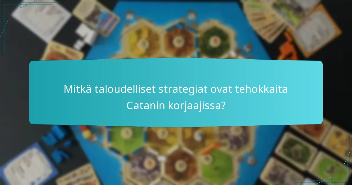 Mitkä taloudelliset strategiat ovat tehokkaita Catanin korjaajissa?